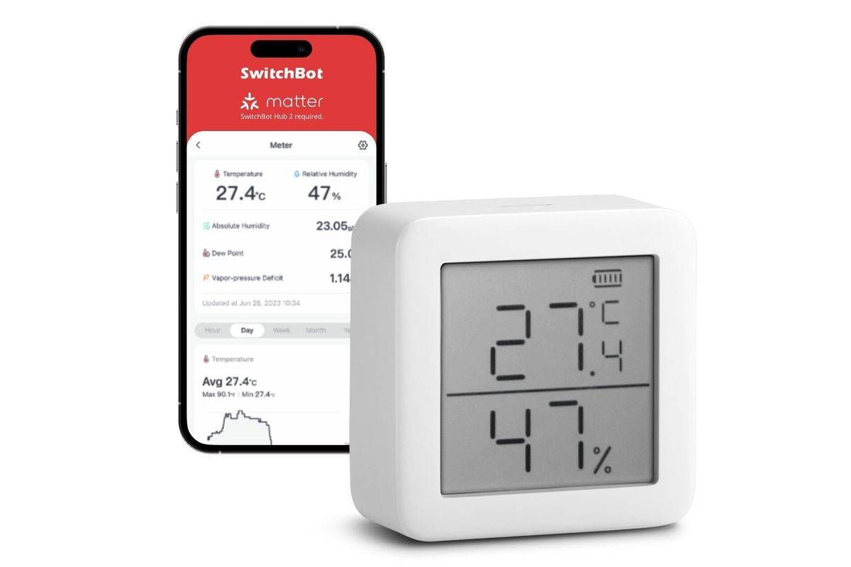 SwitchBot Meter Binnentemperatuur- en vochtigheidssensor, vrijstaand, draadloos-1