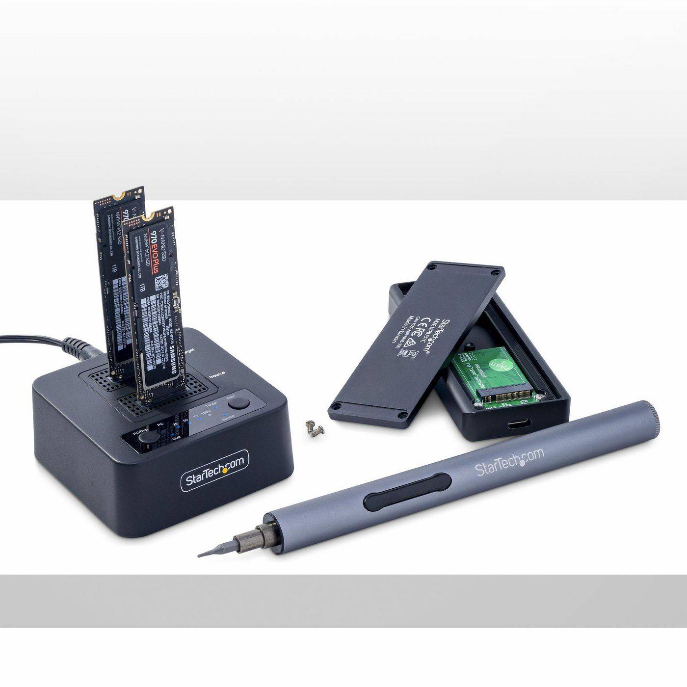 StarTech.com 1:1 M.2 NVMe-schijfduplicator, 90 GB/min standalone M.2 SSD-kloner/kopieermachine, USB-C 3.2 20 Gbps M.2 du-5