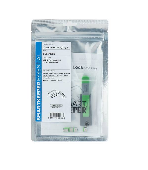 SmartKeeper USB-poortslot Type-C 4 + sleutel, groen