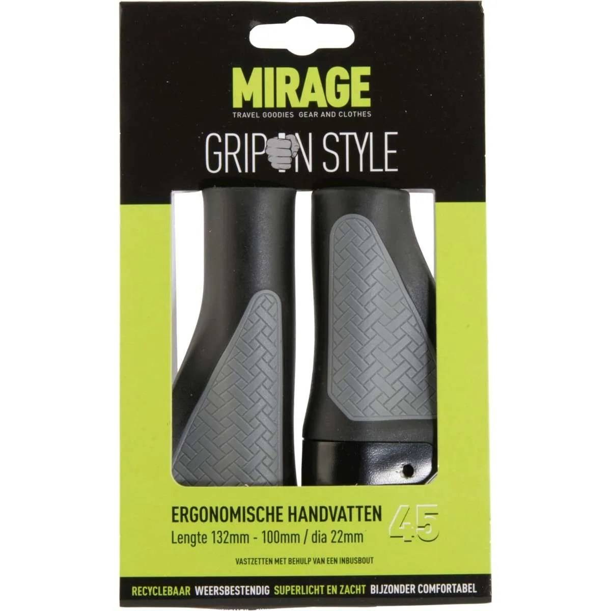 Handvatpaar Mirage Grips in style #45 - 132/100 mm met lockring - zwart / grijs-0
