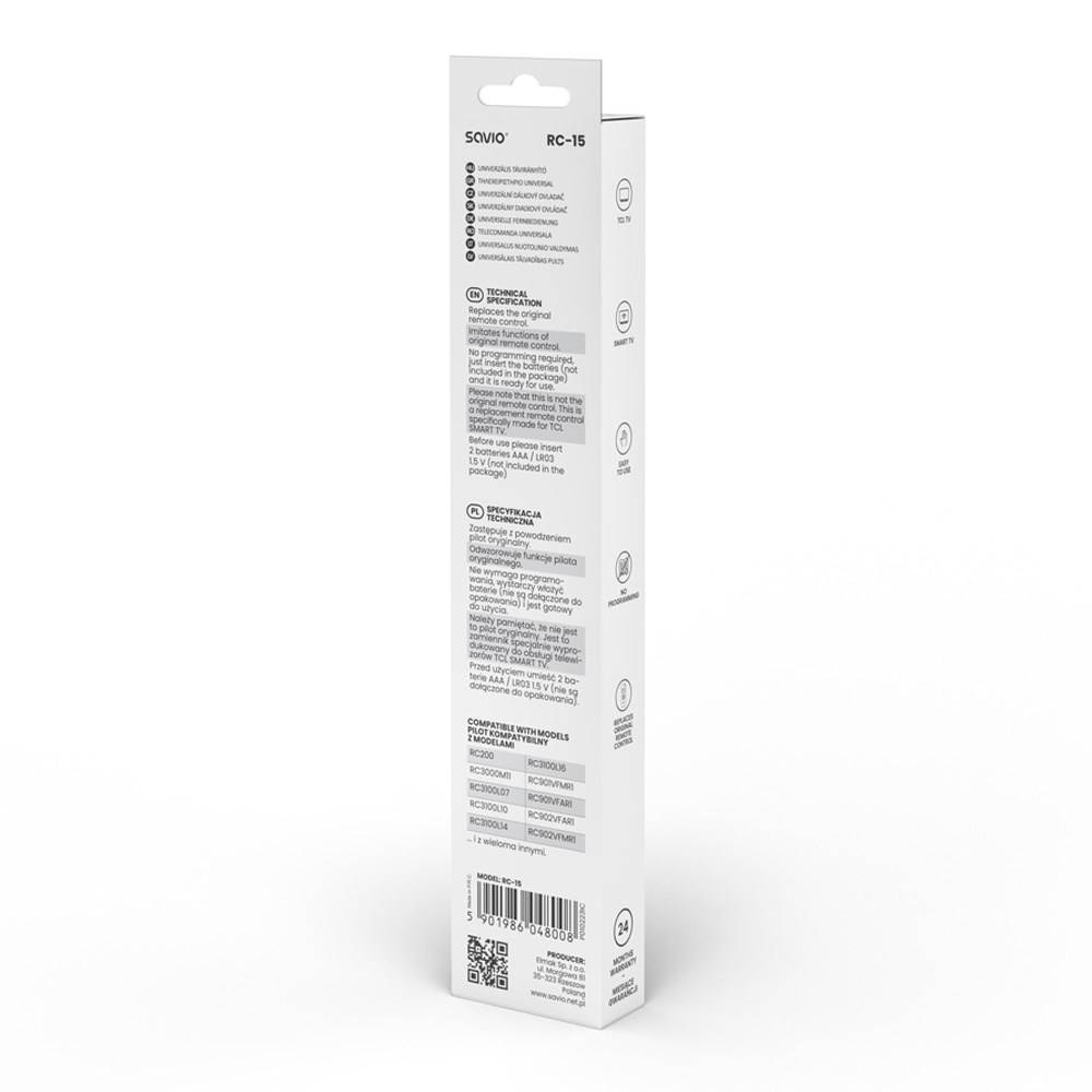 Savio RC-15 universele/vervangende afstandsbediening voor TCL SMART TV met draadloze IR-drukknop-3