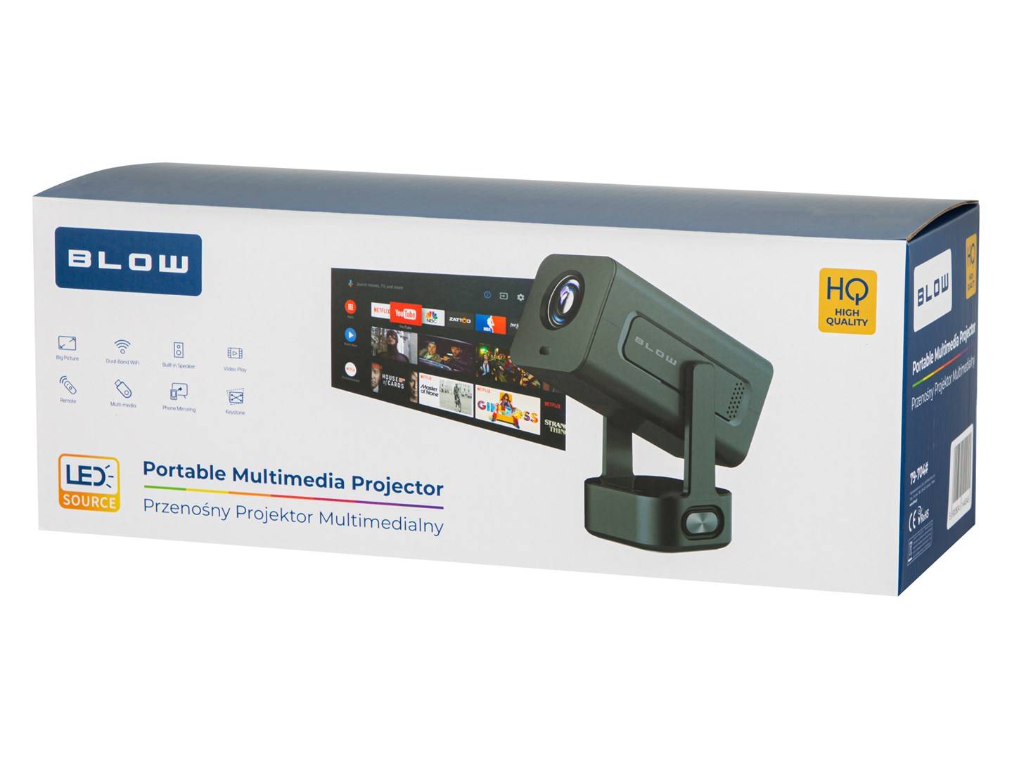 Draagbare projector BLOW AndroidTV HD Cinema SOUND + zwarte hoes-6