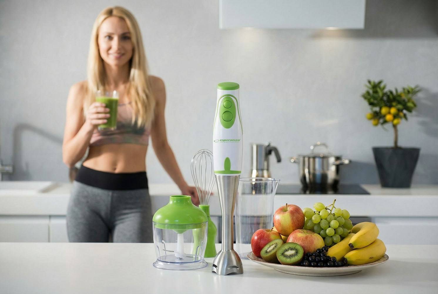 Esperanza EKM003G blender 0,75 L staafmixer Groen, Wit 450 W-5