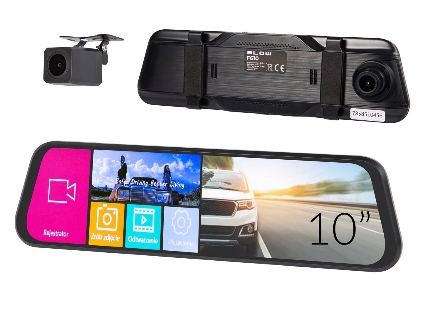BLACKBOX DVR F610 BLOW videorecorder, 10-inch schermspiegeling + achteruitrijcamera-0