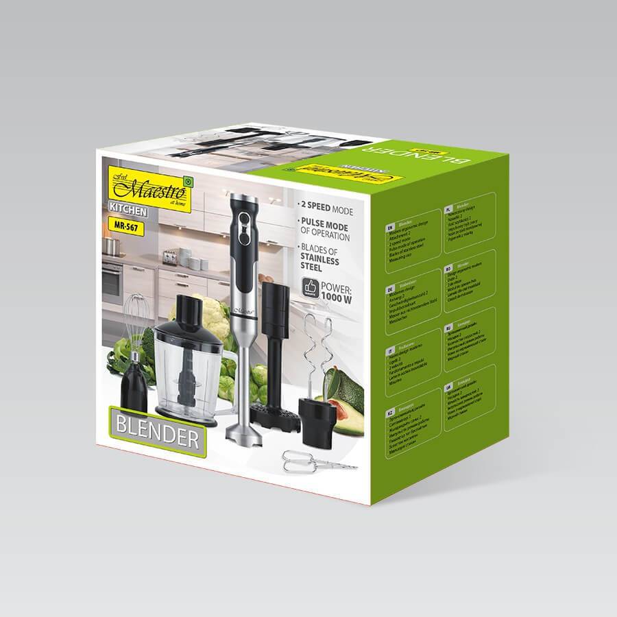 Maestro MR-567 staafmixer 1000 W Zwart, roestvrij staal-2
