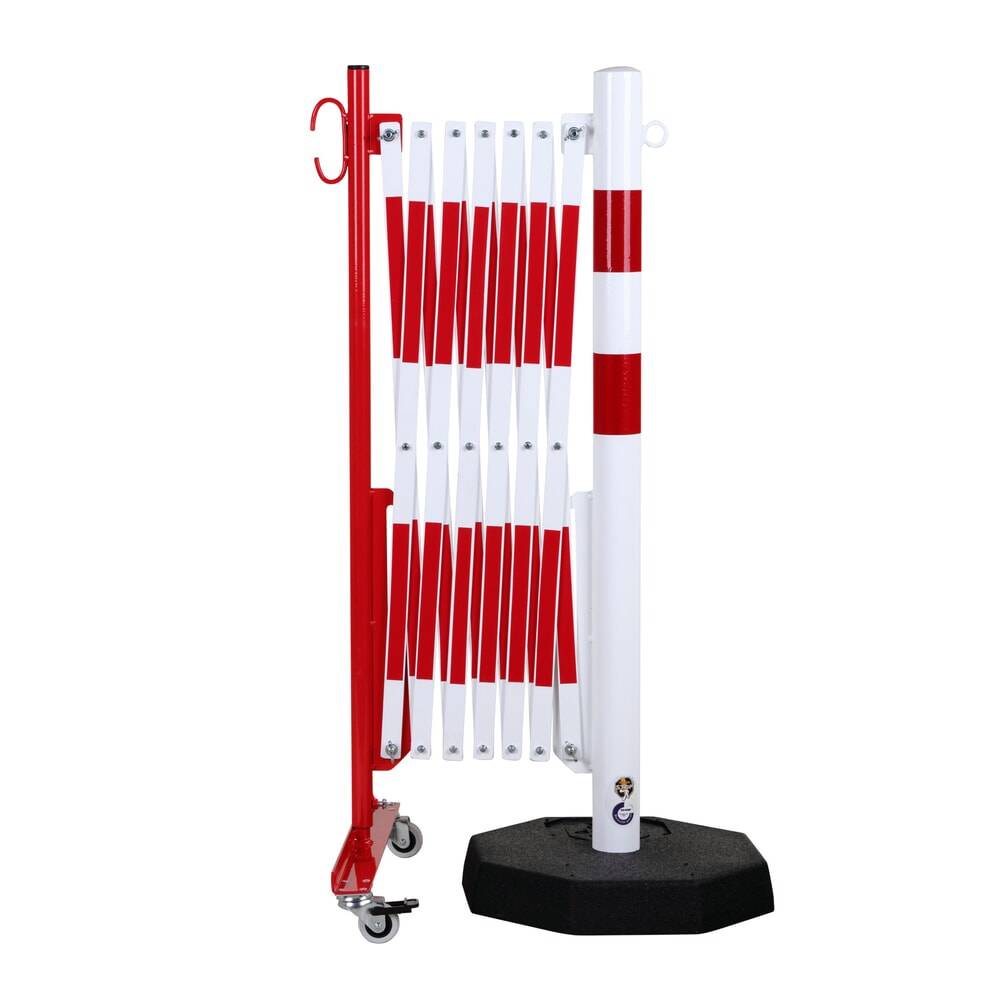 Verplaatsbare paal met harmonicahek - Wit & Rood - x 3600 mm x - - - - Voor binnen & buiten-2