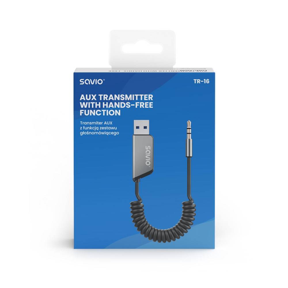 Savio TR-16 zender AUX-adapter met handsfree-functie, Bluetooth 5.3, Google Assistant/Siri-6