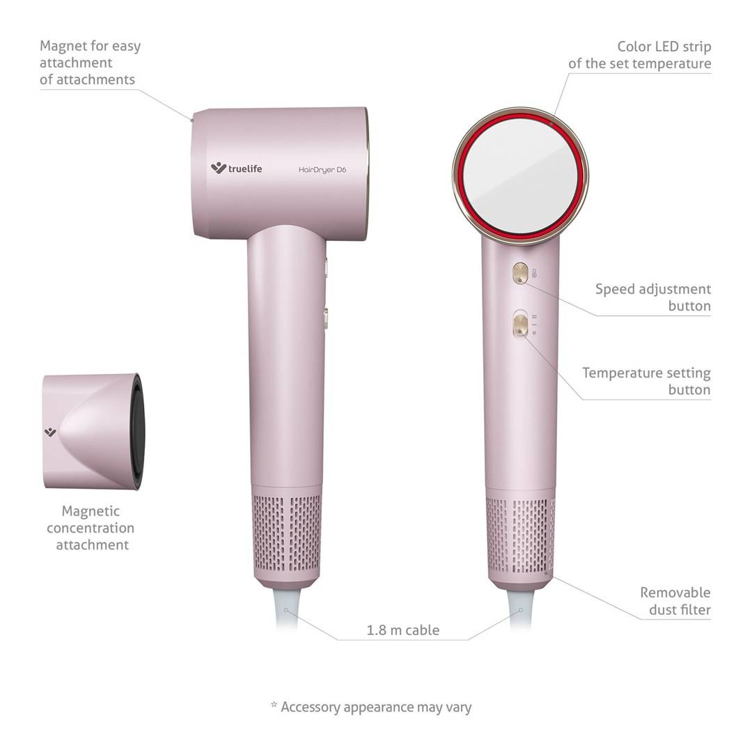 TrueLife D6 haardroger 1600 W Rose-6