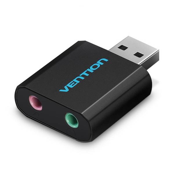 Vention USB externe geluidskaart, zwart metaal.