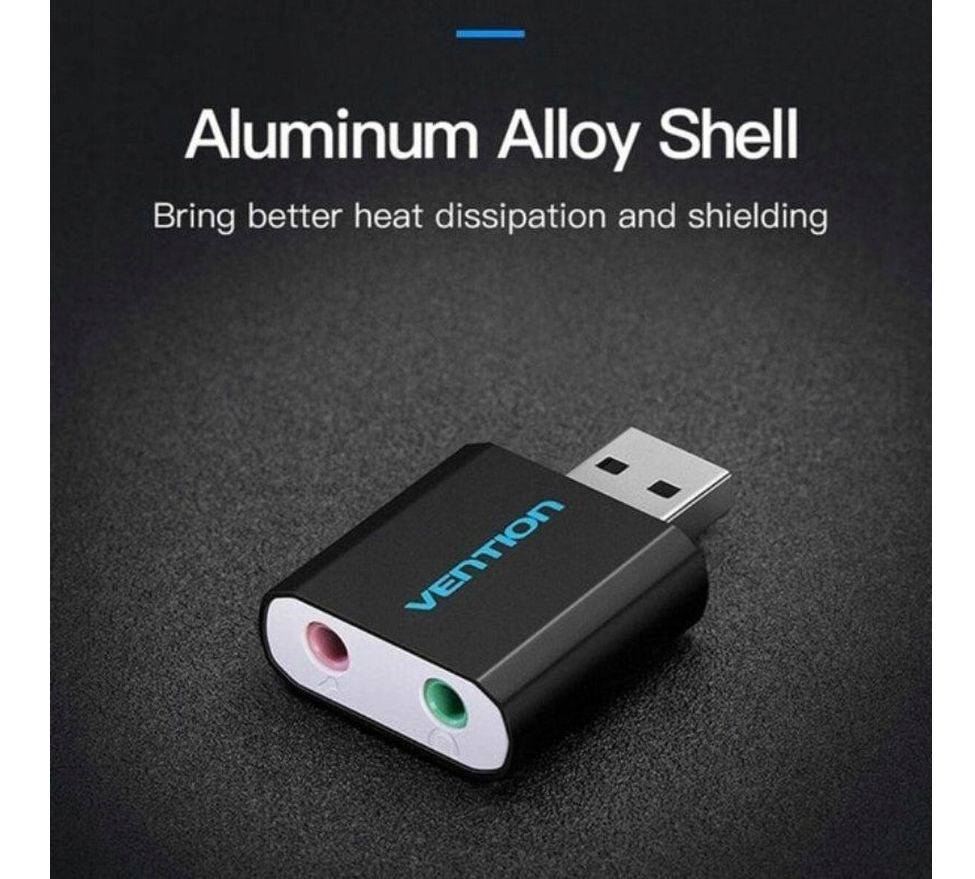 Vention USB externe geluidskaart, zwart metaal.-3
