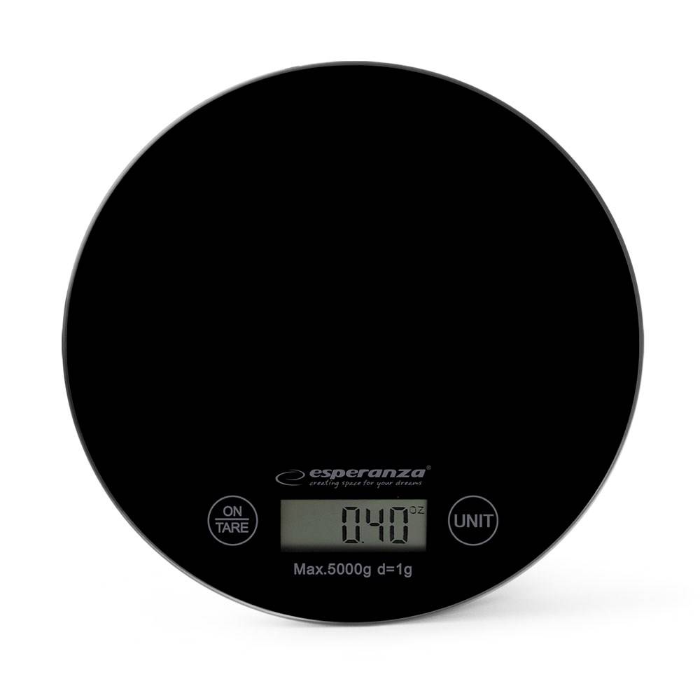 Esperanza EKS003K keukenweegschaal, zwart, rond, voor op het aanrecht, elektronische keukenweegschaal-0