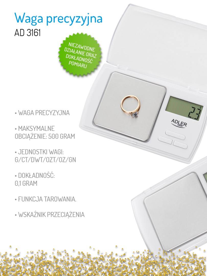Adler AD 3161 keukenweegschaal, wit, rechthoekig, elektronische personenweegschaal-4