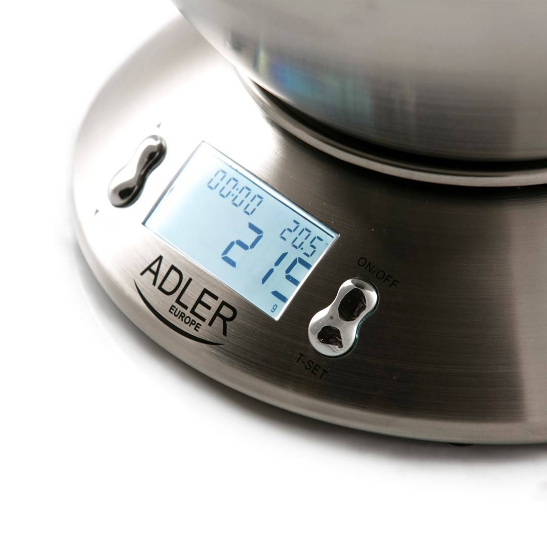 Adler AD 3134 Elektronische keukenweegschaal, roestvrij staal, rond-6