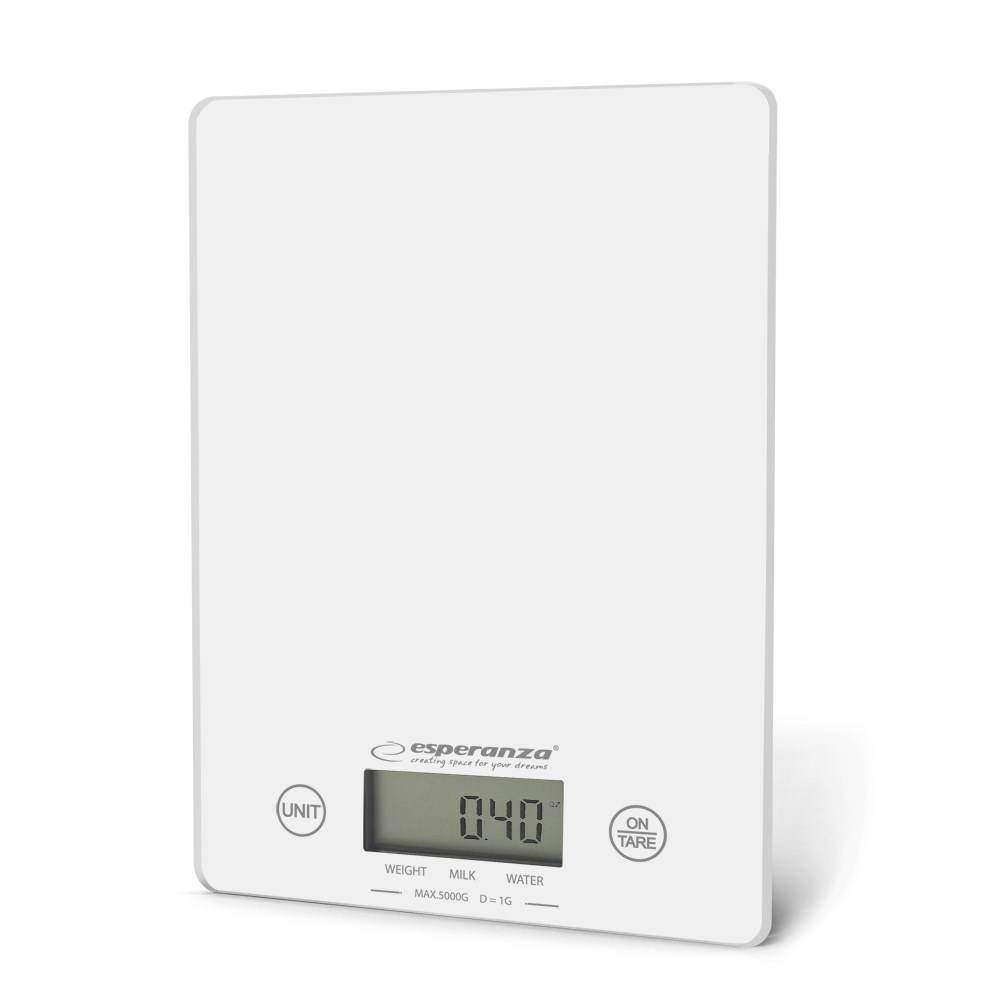 Esperanza EKS002W keukenweegschaal, wit, rechthoekig, elektronische keukenweegschaal voor op het aanrecht.-0