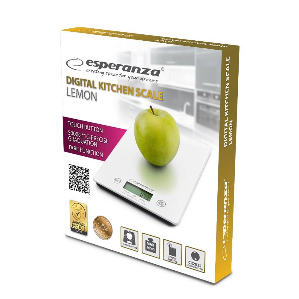 Esperanza EKS002W keukenweegschaal, wit, rechthoekig, elektronische keukenweegschaal voor op het aanrecht.-2