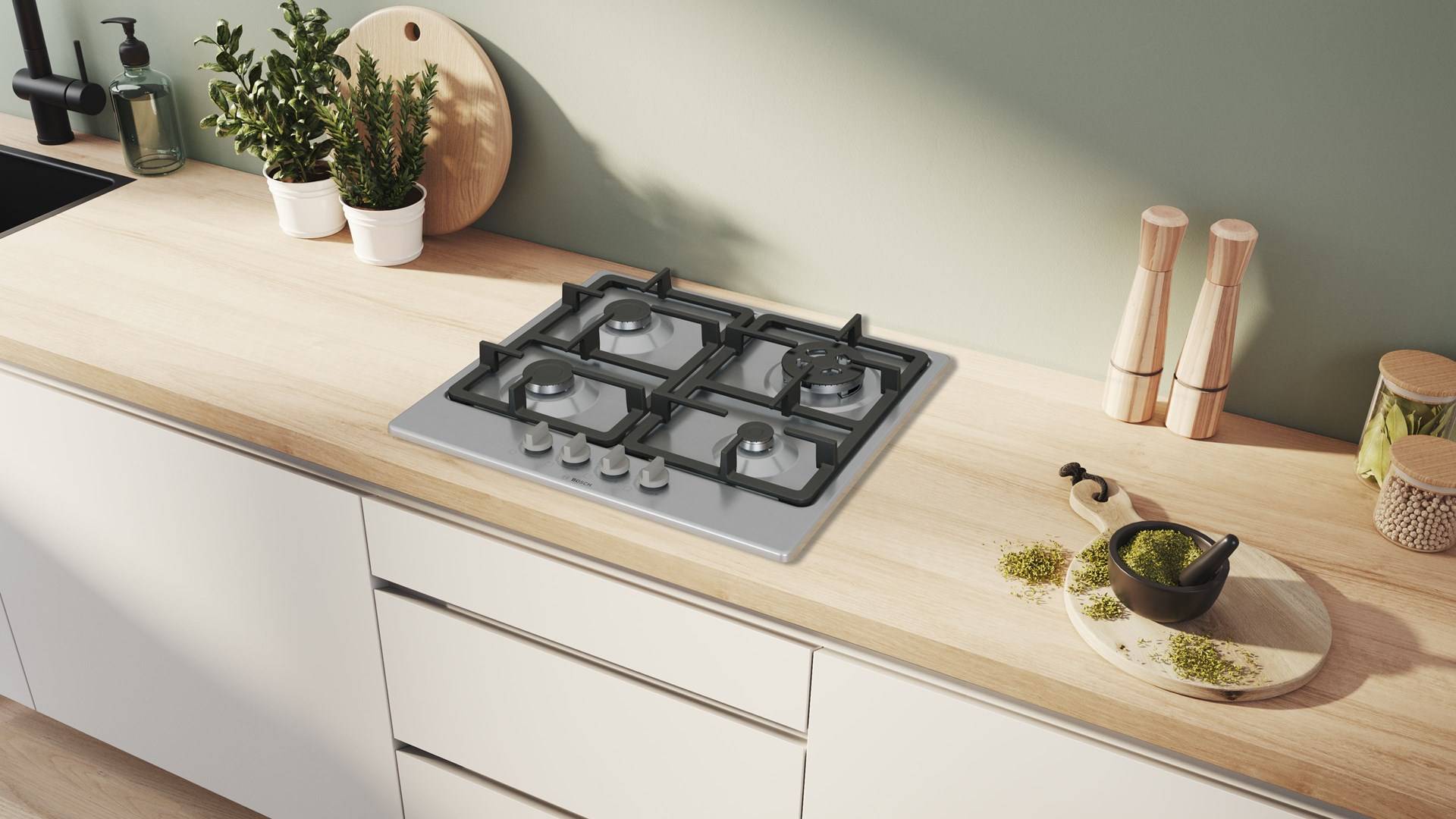 Bosch Serie 4 PGH6B5K90 kookplaat, roestvrij staal, inbouw, 60 cm, gas, 4 zones-5