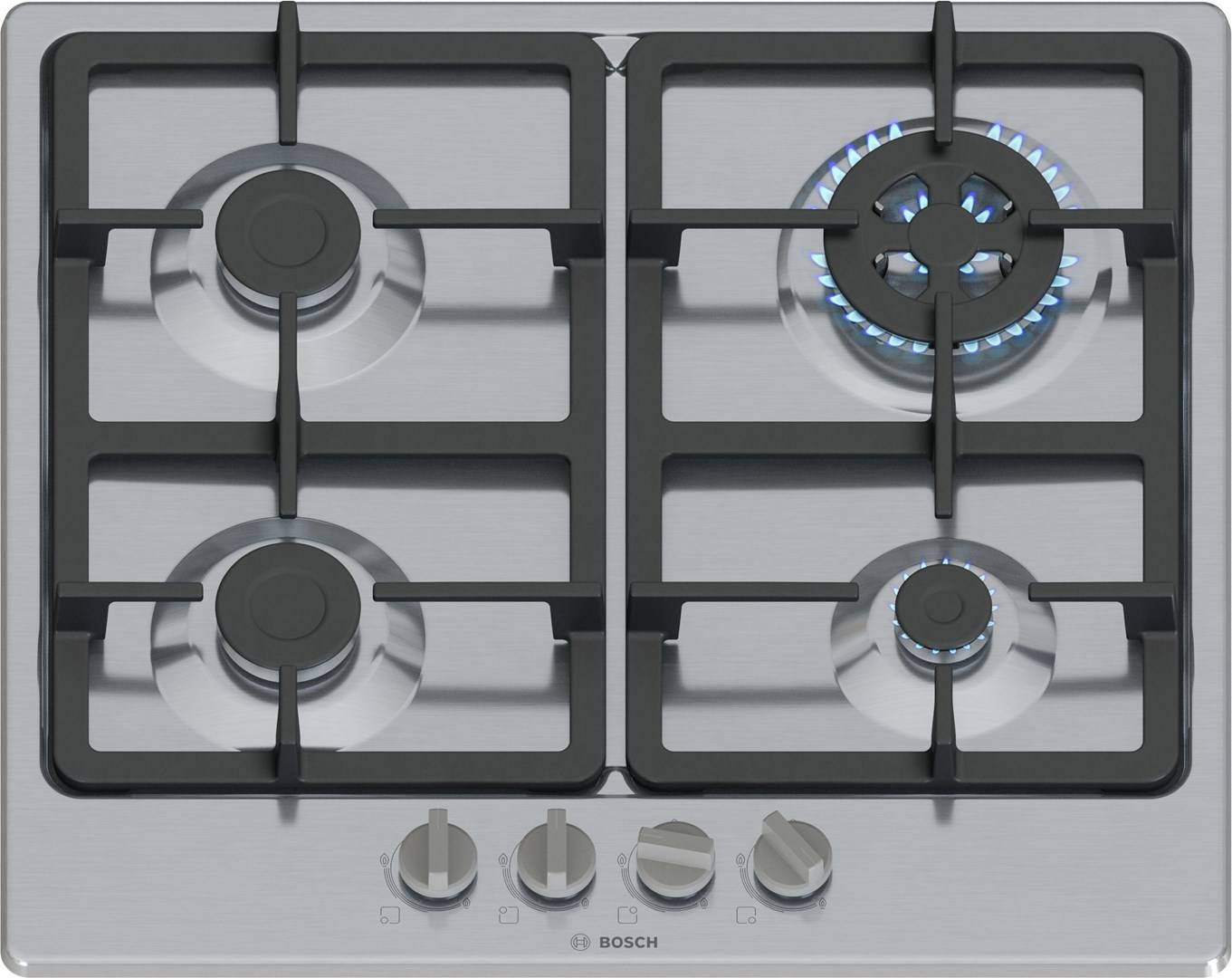 Bosch Serie 4 PGH6B5K90 kookplaat, roestvrij staal, inbouw, 60 cm, gas, 4 zones-0