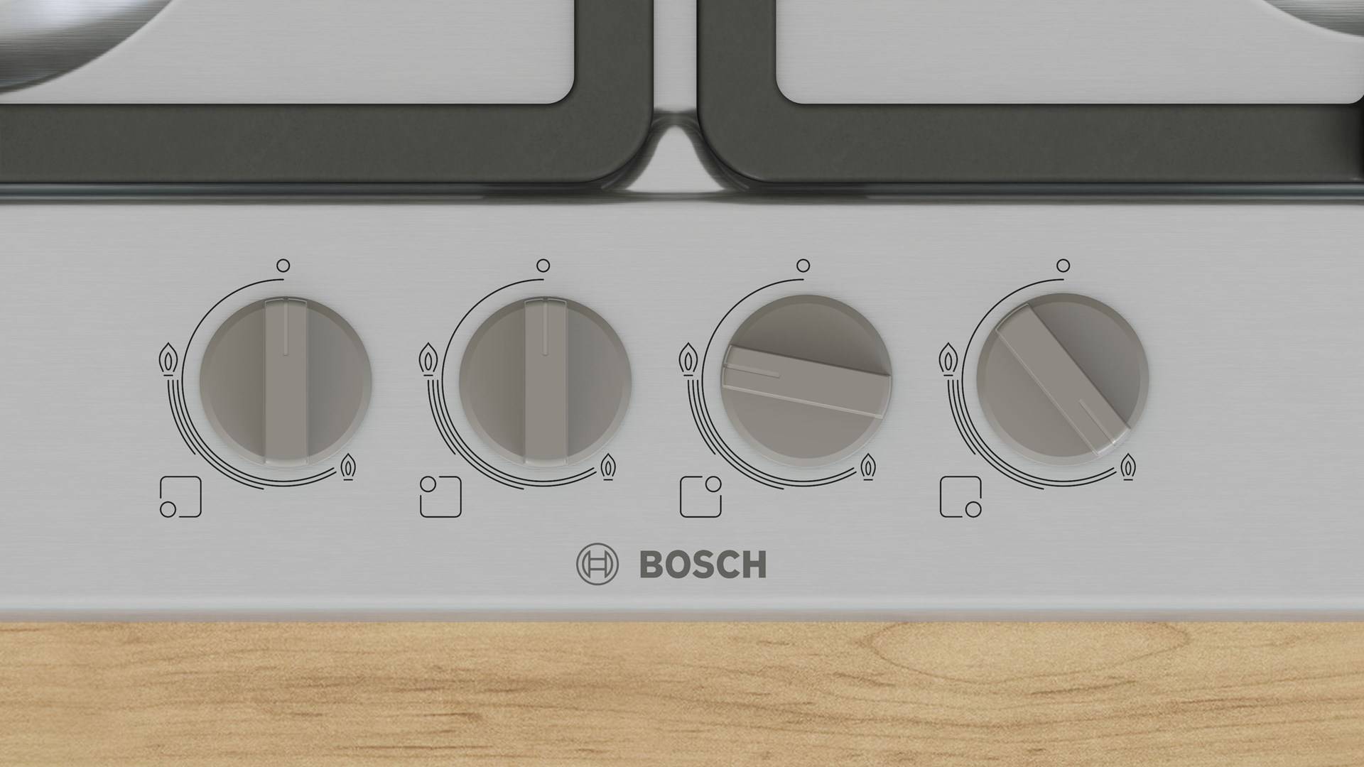 Bosch Serie 4 PGH6B5K90 kookplaat, roestvrij staal, inbouw, 60 cm, gas, 4 zones-2