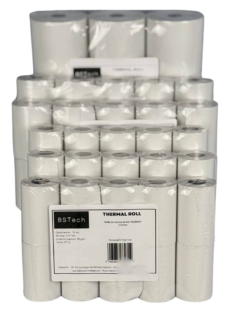 BSTech Thermische papierrol voor kassa's, fiscaal formaat, 57x15m, 10 stuks-4