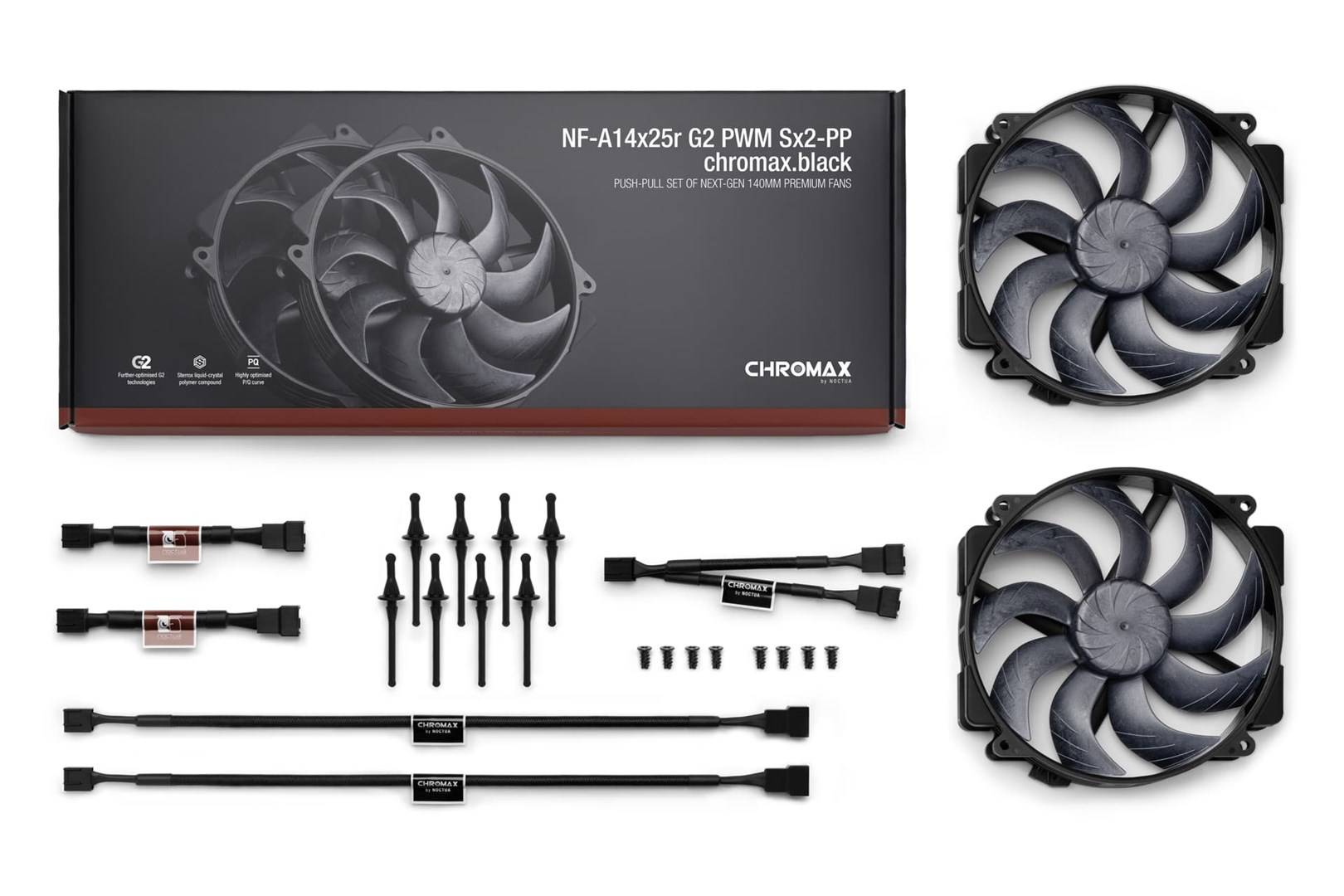 NF-A14x25r G2 PWM Sx2-PP chromax.black - set met twee ventilatoren, zwart-2