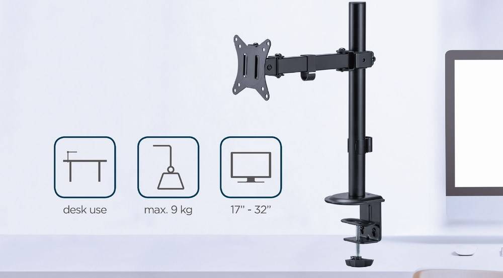 GEMBIRD MA-D1-03 Houder; 9kg; 17÷32"; Standaard: 75x75mm,100x100mm; monitor x1 - 1 stuk-1