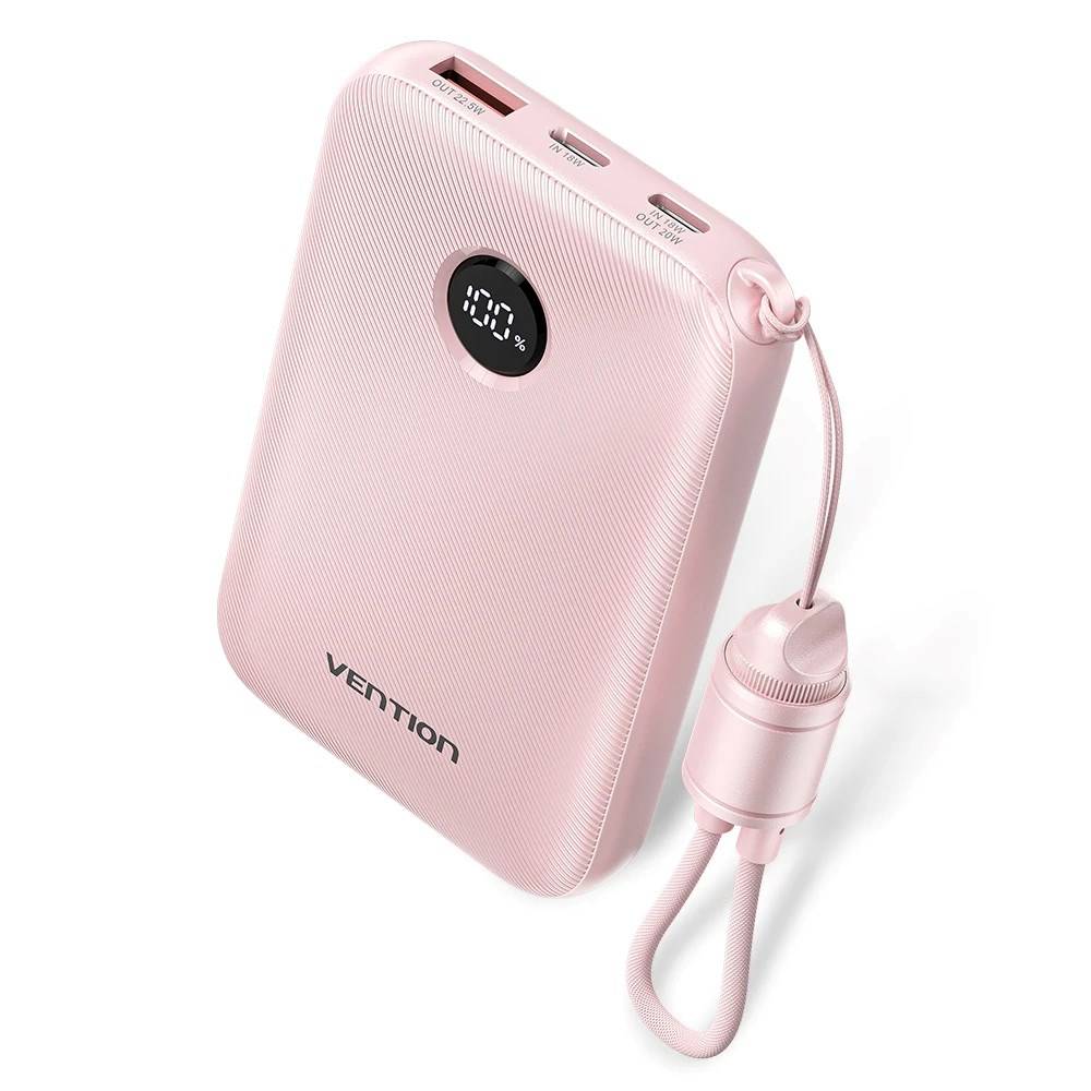 Vention 10000mAh Powerbank 2xUSB-C 1xUSB-A 22,5W, roze-0