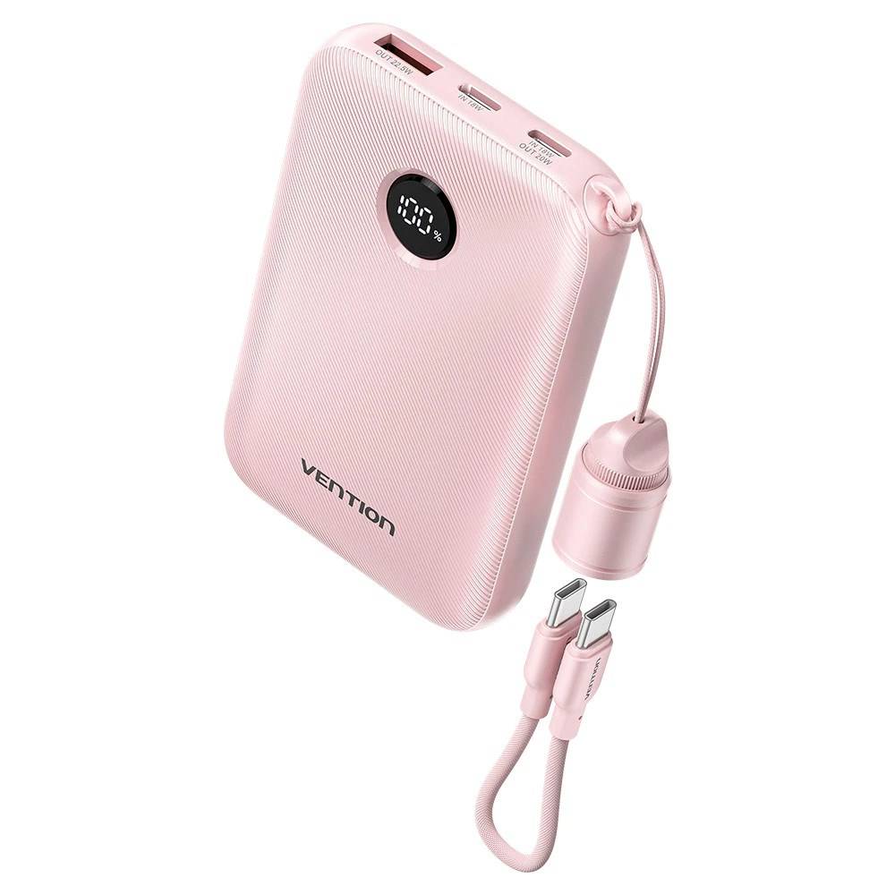 Vention 10000mAh Powerbank 2xUSB-C 1xUSB-A 22,5W, roze-1