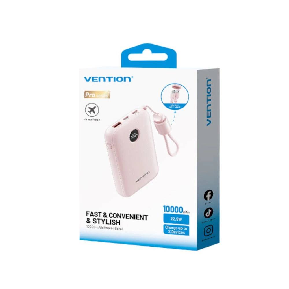 Vention 10000mAh Powerbank 2xUSB-C 1xUSB-A 22,5W, roze-3