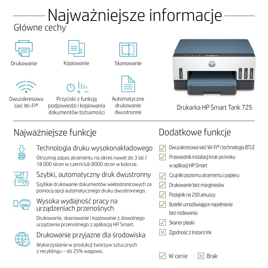 HP Smart Tank 725 All-in-One thermische inkjetprinter A4 4800 x 1200 DPI 15 ppm Wi-Fi-3