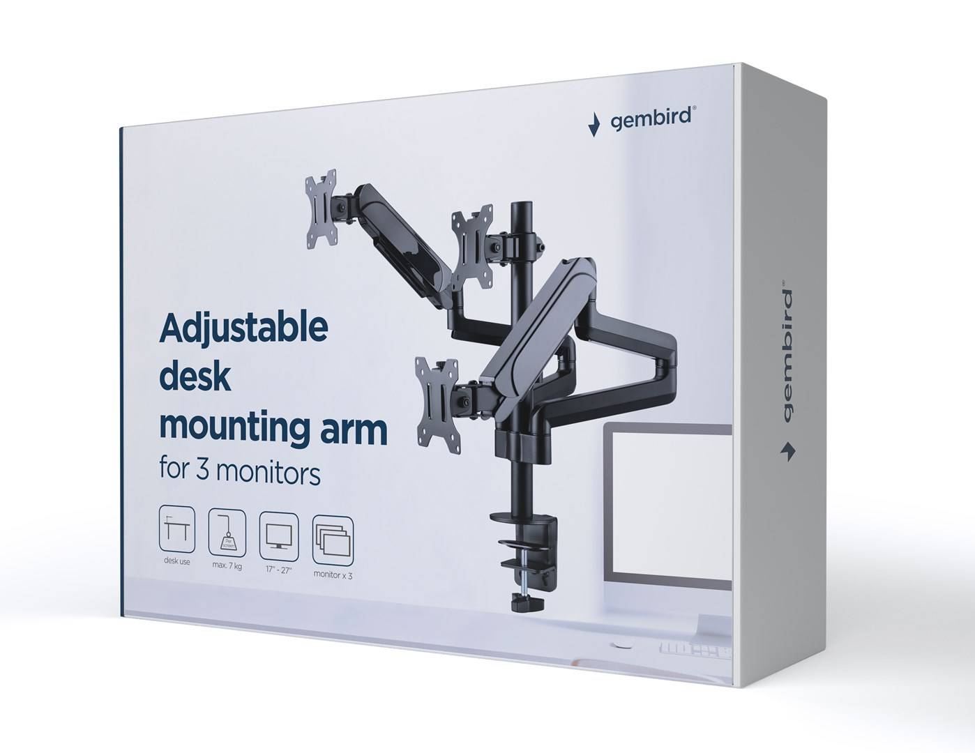 GEMBIRD MA-DA3-01 Houder; 1÷7kg; 17÷27"; Standaard: 75x75mm,100x100mm; monitor x2 - 1 stuk-4