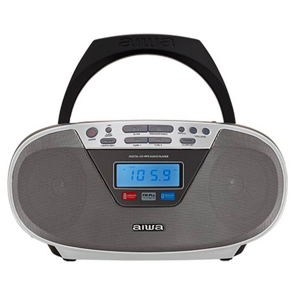 Aiwa BBTU-400SL draagbare stereo-installatie, analoog en digitaal, 6 W FM, zilverkleurig, MP3-weergave.