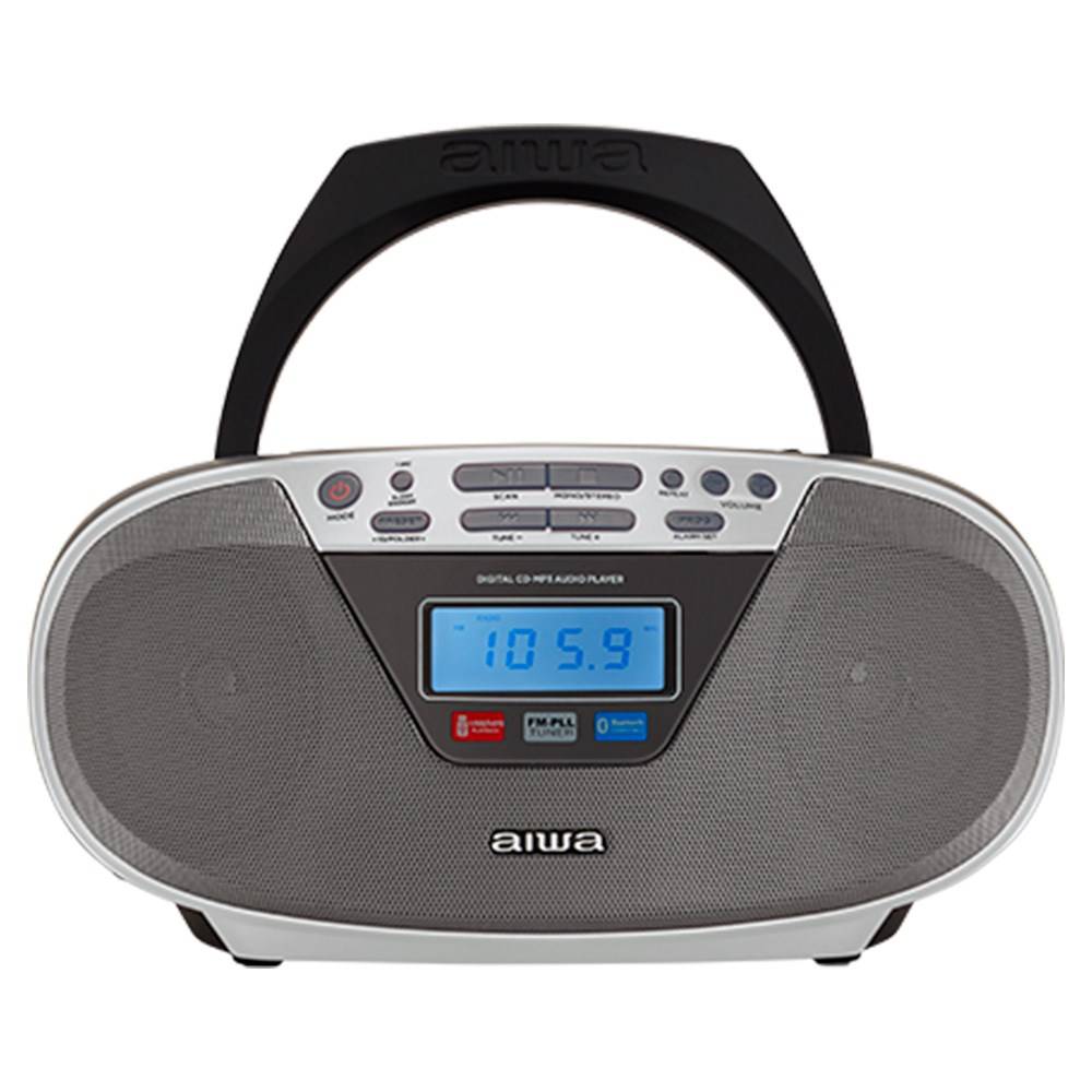 Aiwa BBTU-400SL draagbare stereo-installatie, analoog en digitaal, 6 W FM, zilverkleurig, MP3-weergave.-0