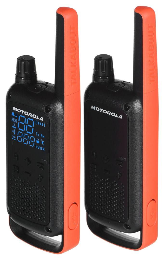 Motorola T82 Twin Pack portofoon met 16 kanalen, zwart en oranje.-4