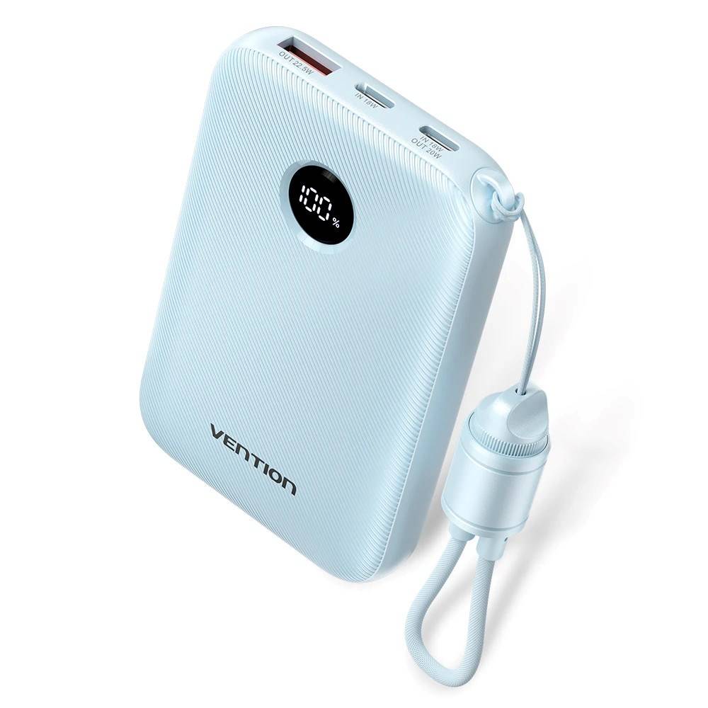 Vention 10000mAh Powerbank 2xUSB-C 1xUSB-A 22,5W, blauw-0