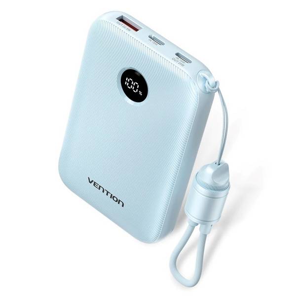 Vention 10000mAh Powerbank 2xUSB-C 1xUSB-A 22,5W, blauw