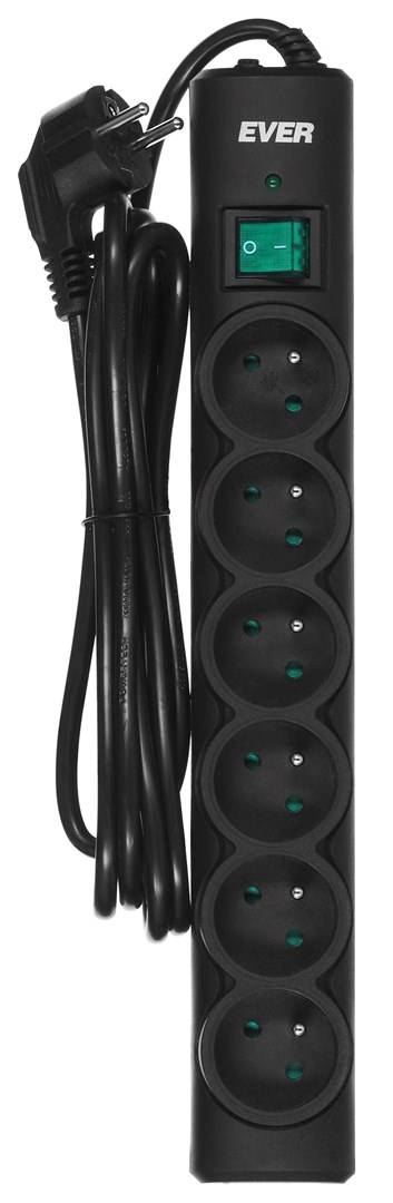 Ever Optima 3m Zwart 6 AC-stopcontacten 250 V-1