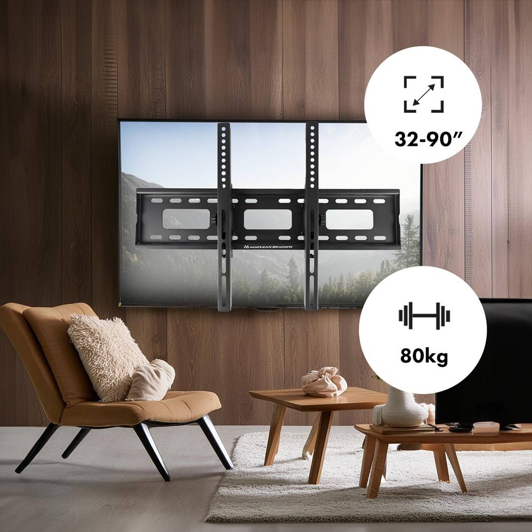 Maclean TV MC-421 Muurbeugel 32"-90" VESA 600x400 80kg Kantelbare Universele Verstelbare Waterpas Accessoires Plat Slank-3