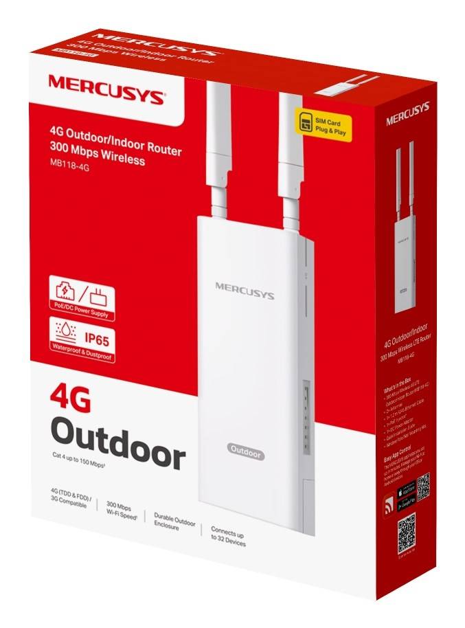 Mercusys MB118-4G draadloze router Fast Ethernet Single-band (2,4 GHz) Wit-3