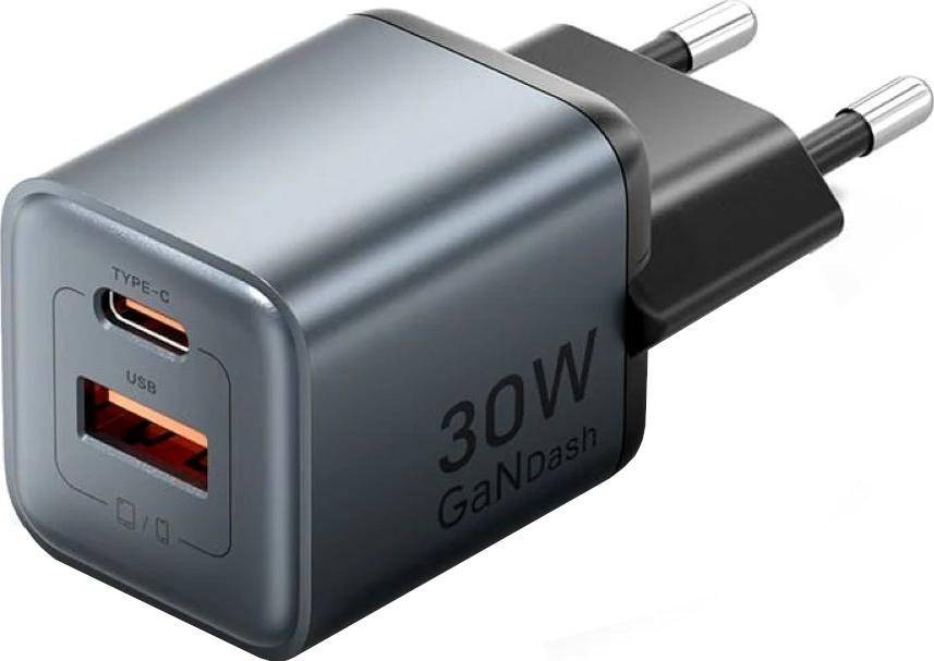 Vention 30W - oplader met GaN-technologie, 1x USB-A, 1x USB-C (zwart)-0