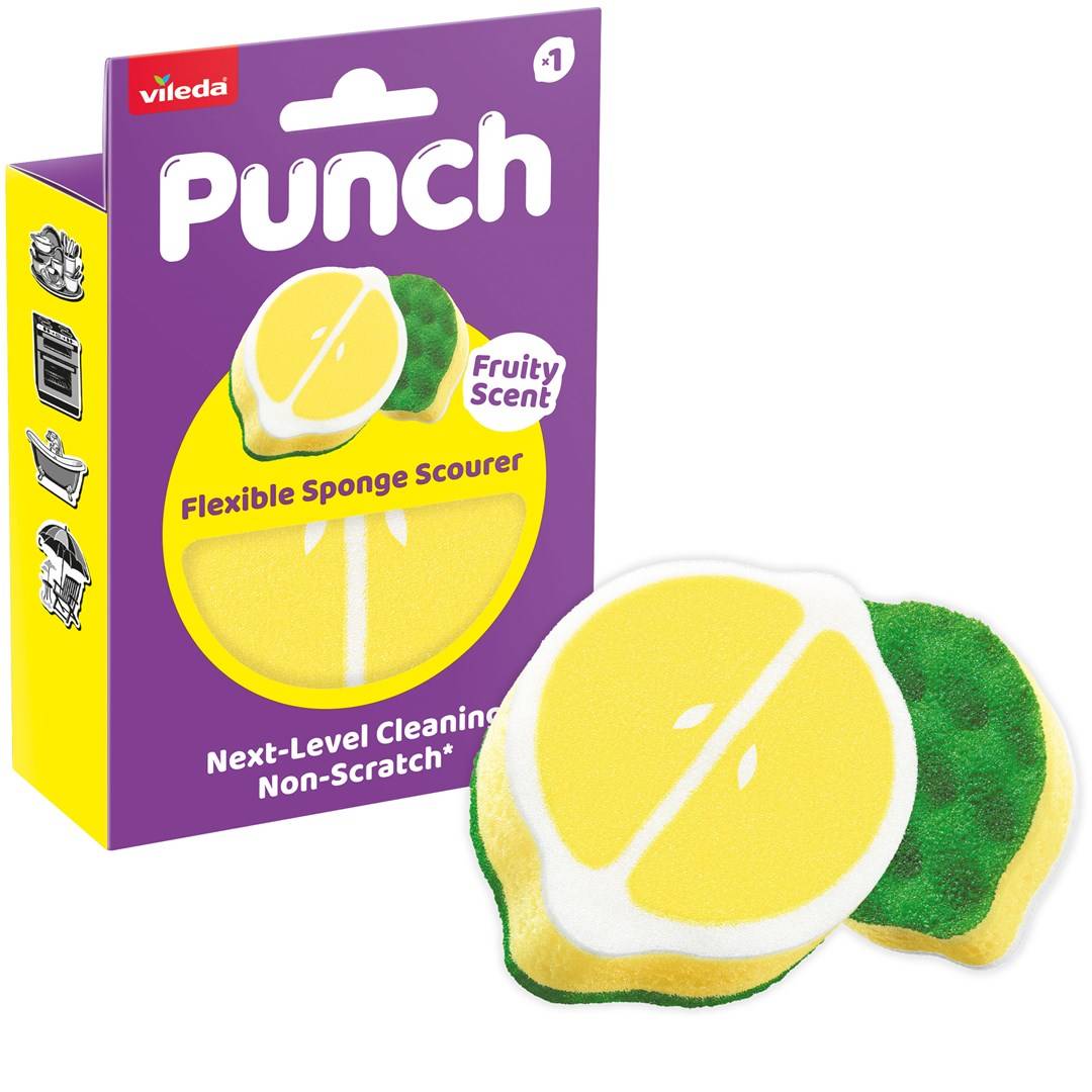 Vileda Punch Flexibele Spons, Citroen, 1 stuk.-0