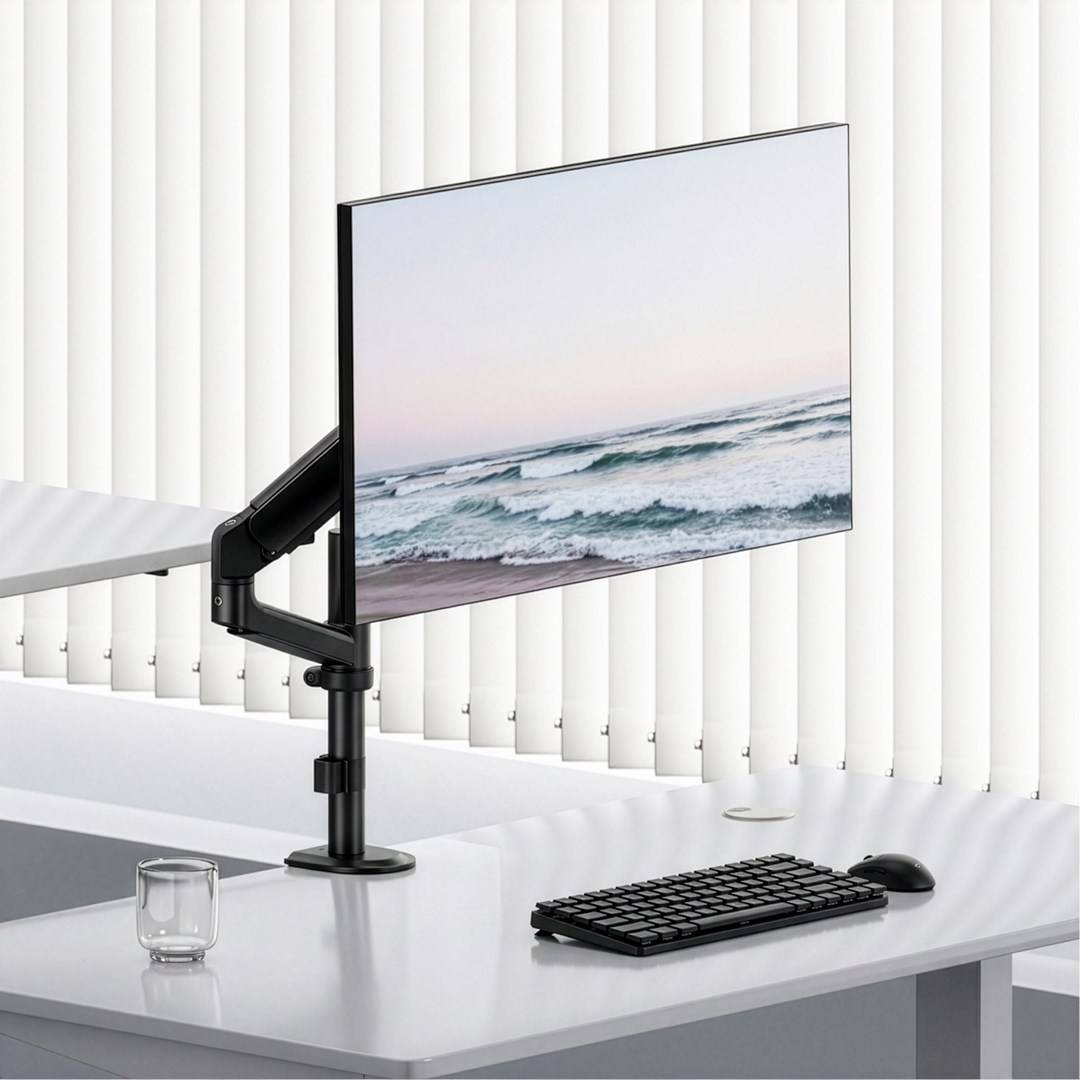 Ergo bureaumonitorbeugel/ophanging, gasveer, 17"-32", 1-10 kg, matzwart, max. VESA 100x100, ER-691 B-6