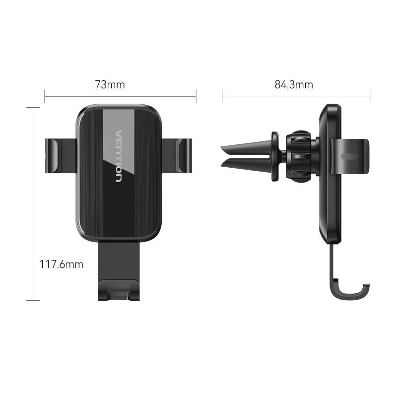 Vention Auto-Clamping Autotelefoonhouder met eendenbekclip, zwart, vierkant, modieus model-3