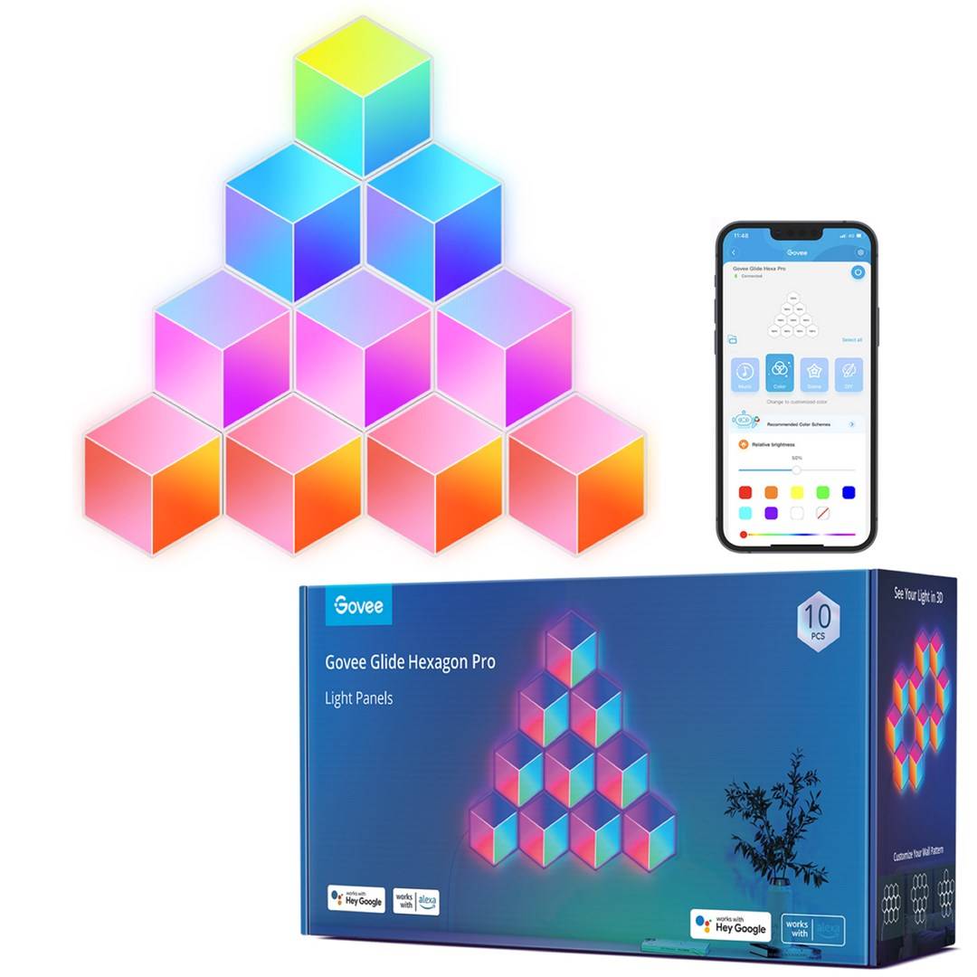 Govee Glide Hexa Pro slimme wandlamp met wifi/bluetooth, 72 W-0