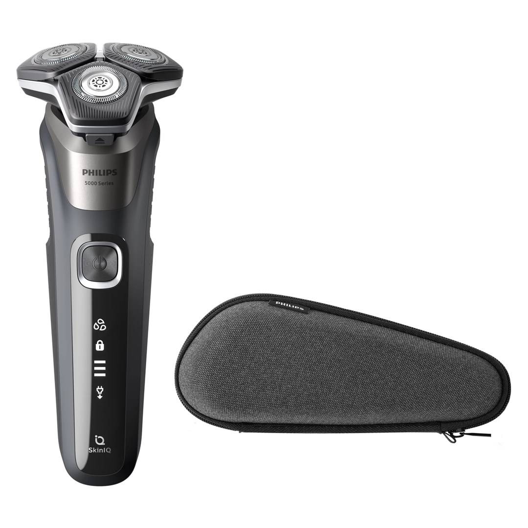 Philips SHAVER Series 5000 S5887/30 herenscheerapparaat met roterende trimmer, zwart en grijs.-0