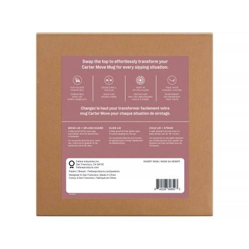 Fellow Carter Move Mug 3-in-1 reismok met 3 deksels 473 ml Poederroze-3