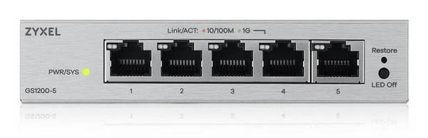 Zyxel GS1200-5V3 Managed L2 Gigabit Ethernet (10/100/1000) Desktop Grijs