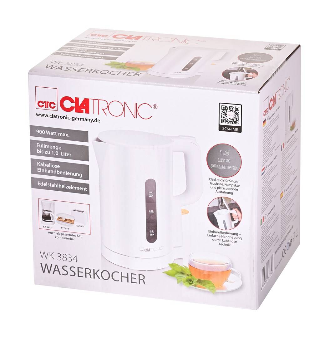 Clatronic WK 3834 elektrische waterkoker 1 liter 900 W wit-5