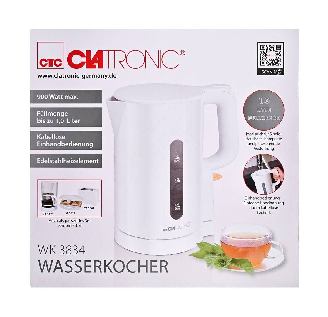 Clatronic WK 3834 elektrische waterkoker 1 liter 900 W wit-2