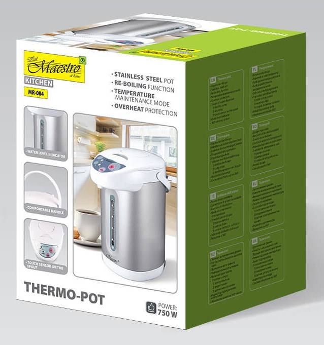 Maestro MR-084 stoompan 4,5 liter, roestvrij staal, wit-3