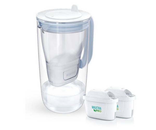 Brita Glass+ filterkan met 2 MaxtraPro PP-filterpatronen (blauw; 2,5 l)